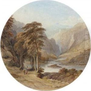 Figures On A Riverside Path In A Mountainous Landscape Figures On A Riverside Path In A Mountainous Landscape