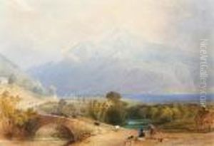 Drovers On A Bridge By A Loch