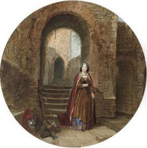 Illustrations To Sir Walter
Scott's Marmion: Lord Cranstoun And Thefair Margaret, 'lay Of The Last
Minstrel'; And Lady Clare On Thebattlements Of Tantallon - view 1