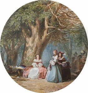 Ladies Conversing Under A Tree by John Edmund Buckley