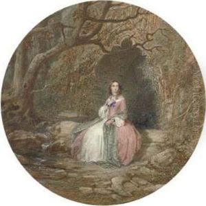 Portrait Of A Lady Seated Outside A Grotto (illustrated)