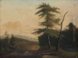 Chemin Dans La Campagne Avec Une Scene De Chasse A Court by Philippe Budelot