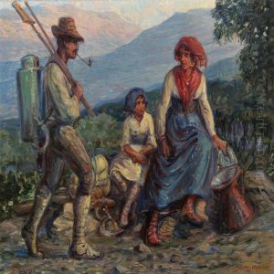 Scenery From Italy With Family Taking A Rest by Carl Budtz-Moller