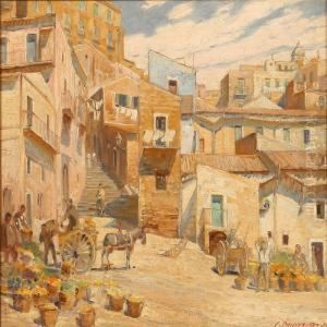 Frugttransport, Torv I Agrigento by Carl Budtz-Moller