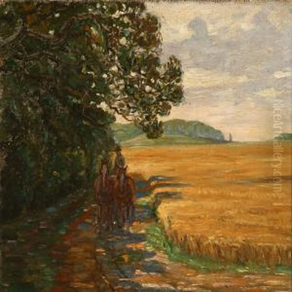 Summer Landscape With A Farmer And His Horses - view 1