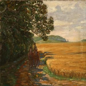 Summer Landscape With A Farmer And His Horses by Carl Budtz-Moller