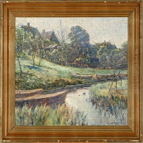 A Stream Withhouses In The Background - view 1