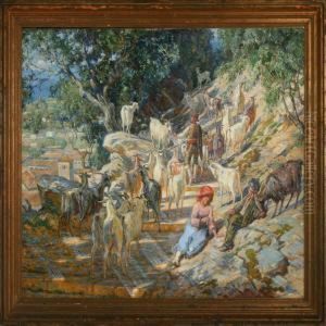 Goats In Stone Oak Grove, Cervano Di Roma