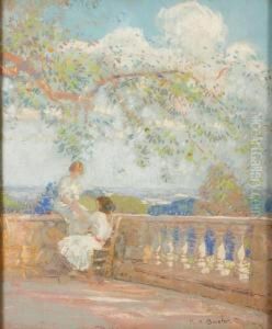 Figures On A Veranda by Karl Albert Buehr