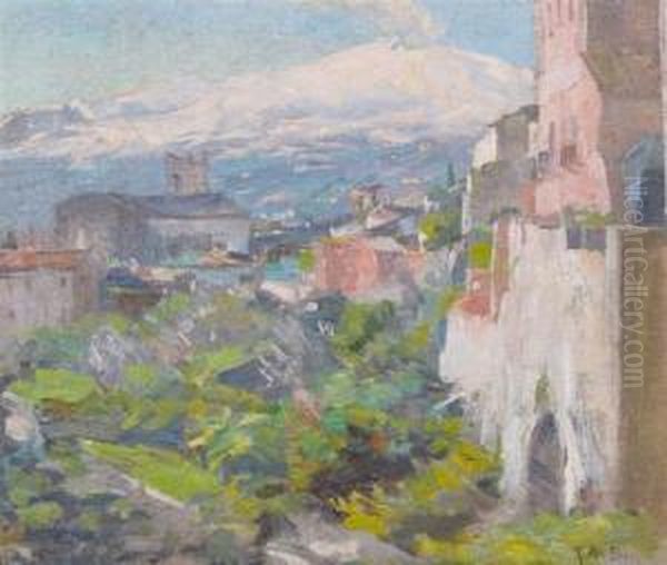 Village Scene With Alps - view 1