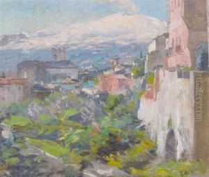 Village Scene With Alps thumbnail