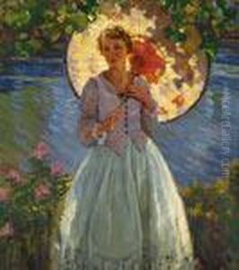 Young Woman With Parasol by Karl Albert Buehr