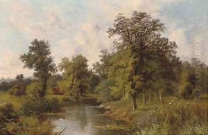 A peaceful river landscape by John Henry Boel