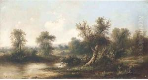 A river landscape by John Henry Boel