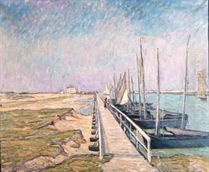 Sailing Boats Moored in a Harbour by Theo Van Brockhusen