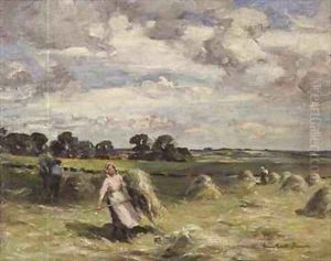 Harvesting Near Salroun, East Lothian by William Marshall Brown