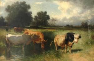 Buhlmayer Herder And Cattle by Conrad Buhlmayer