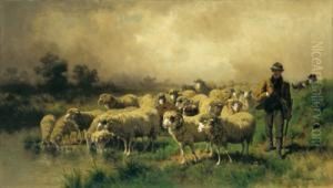 Pastori Con Un Gregge Di Pecore by Conrad Buhlmayer