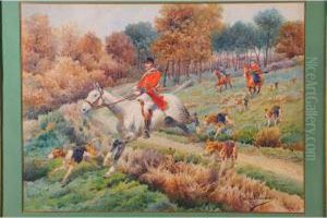 Scene De Chasse A Courre > by Georges J. Buisson