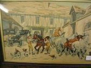 Busson Set Of Four Chromolithographsof Coaching Scenes by Georges J. Buisson