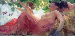 Zena S Detmi Ve Stinu Koruny Stromu by Vlaho Bukovac