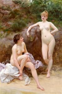 Due Ragazze Dopo Il Bagno by Vlaho Bukovac