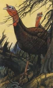 Two Turkeys by Charles Livingston Bull