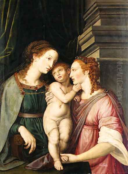 The Virgin and Child adored by a female saint - view 1