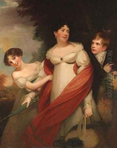 Portrait of a lady and her children by Sir William Beechey