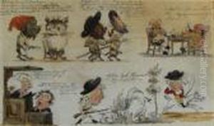 A Sheet Of Caricature Vignettes by Henry William Bunbury