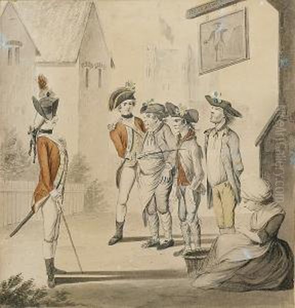The Unfortunates Outside The Old Fortune Tavern Being Press Ganged By Two Young Officers - view 1