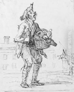 Study Of A Street Crier, With A Donkey by Henry William Bunbury