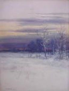 Winter Landscape At Sunset by John Elwood Bundy