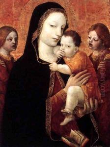 Virgin and Child with Two Angels by Ambrogio Bergognone