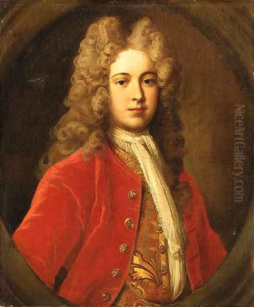 Portrait of a Gentleman, half length, in a red coat, - view 1