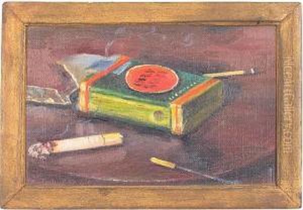 Lucky Strike Package With A Burning Cigarette - view 1