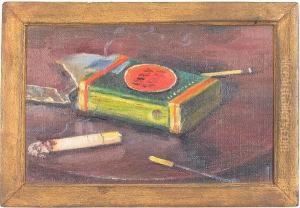 Lucky Strike Package With A Burning Cigarette by Elbridge Ayer Burbank