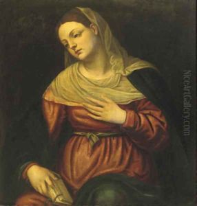The Virgin contemplating with a book in her hand by Alessandro Bonvicino (Moretto da Brescia)