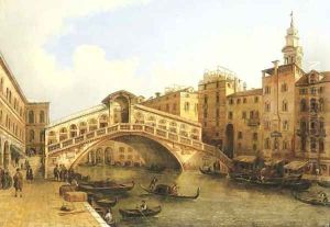 A view of the Rialto Bridge, Venice by Giuseppe Bernardino Bison
