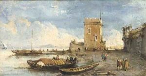 A capriccio of the Venetian laguna by Giuseppe Bernardino Bison