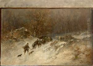 Compagnia Di Cacciatori In Inverno by Anton Burger