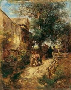 Vor Der Appelwoi-wirtschaft. by Anton Burger