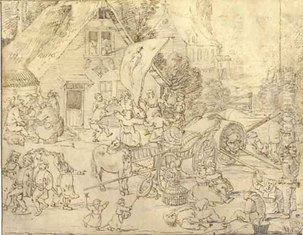 A village festival with peasants dancing - view 1