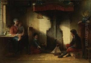 Playing With The Toy Boat by Hendricus-Jacobus Burgers