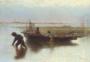 Shell Fishers On The Venetian Lagoon by Hendricus-Jacobus Burgers
