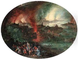 Aeneas rescuing Anchises from burning Troy