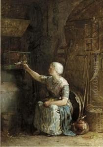 Feeding The Bird by Hendricus-Jacobus Burgers