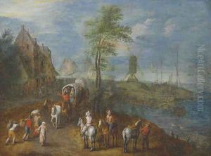 Travelers by the shore by Jan The Elder Brueghel