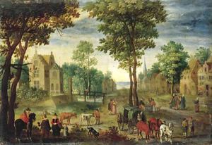 A horseman conversing with elegant company