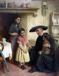 Interior With Priest And Children